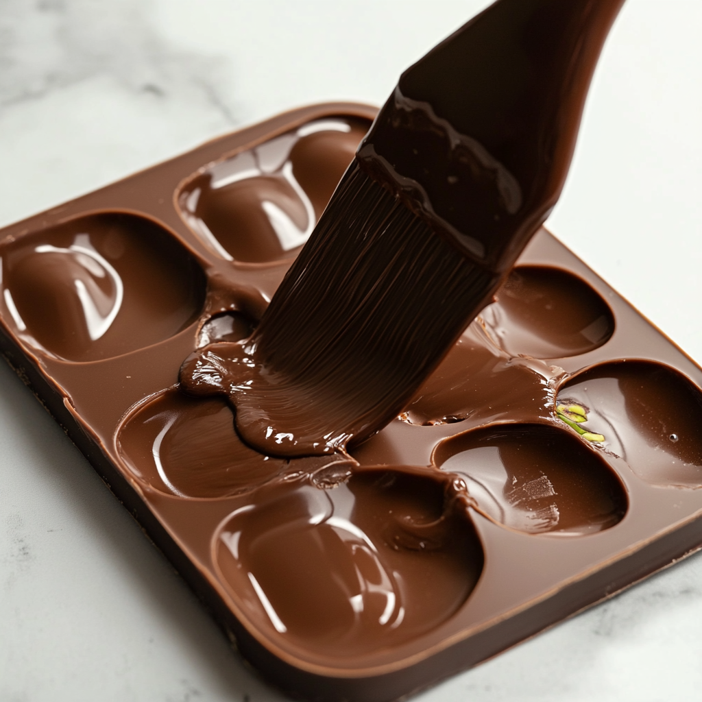 How to Make a Homemade Dubai Pistachio Chocolate Bar That’s Irresistible 8 chocolate mold preparation for Dubai pistachio bar