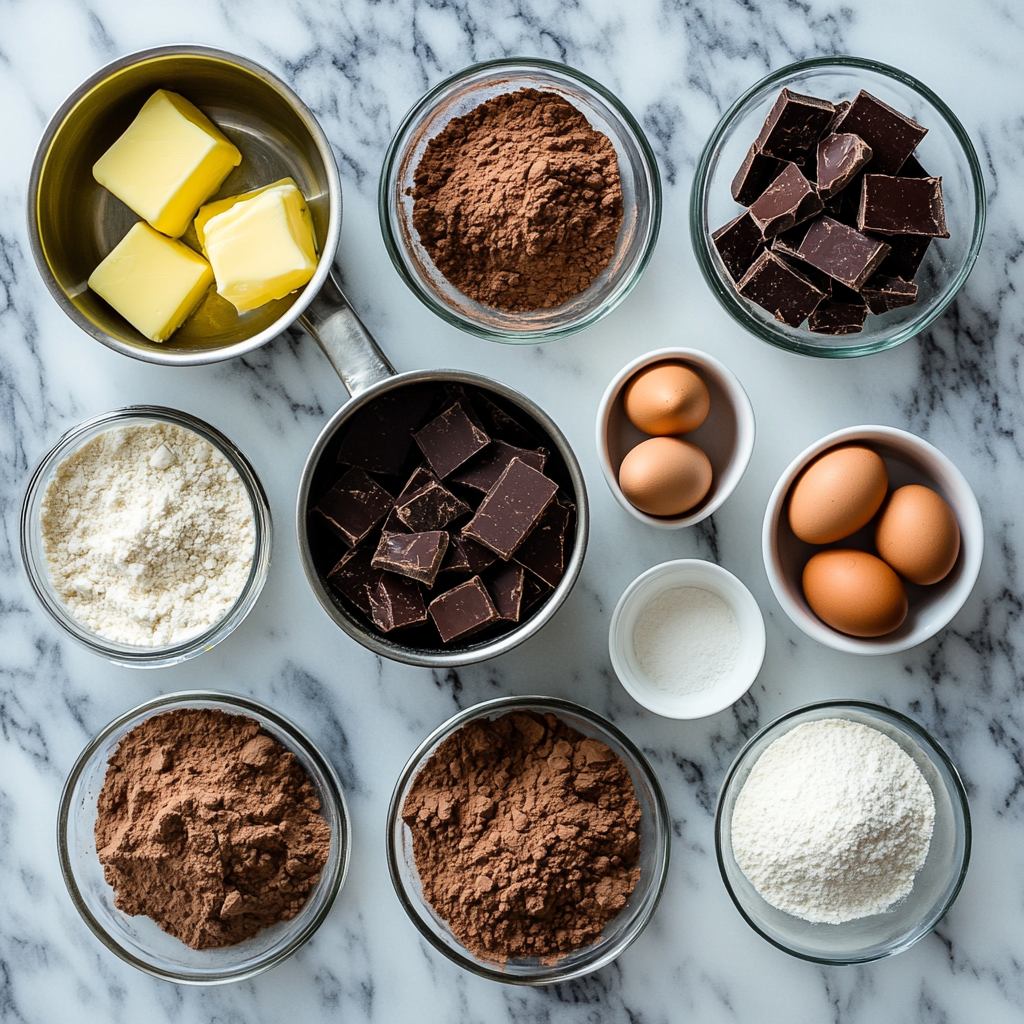 Brown Butter Brownies Elevate Your Dessert! 5 Ingredients laid out for brown butter brownies recipe