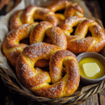Cinnamon Sugar Soft Pretzels 8 Freshly baked cinnamon sugar soft pretzels in a basket