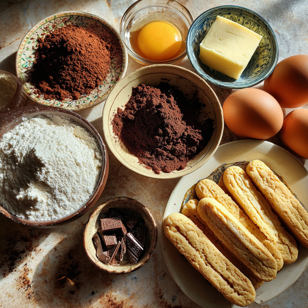 Tiramisu Sandwich Cookies: A Delightful Twist! 5 Ingredients for tiramisu sandwich cookies on a kitchen counter
