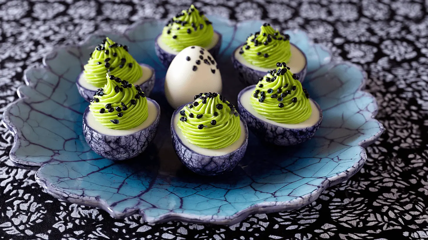 Creepy Deviled Eggs for Halloween: Spooky Spiderweb Recipe